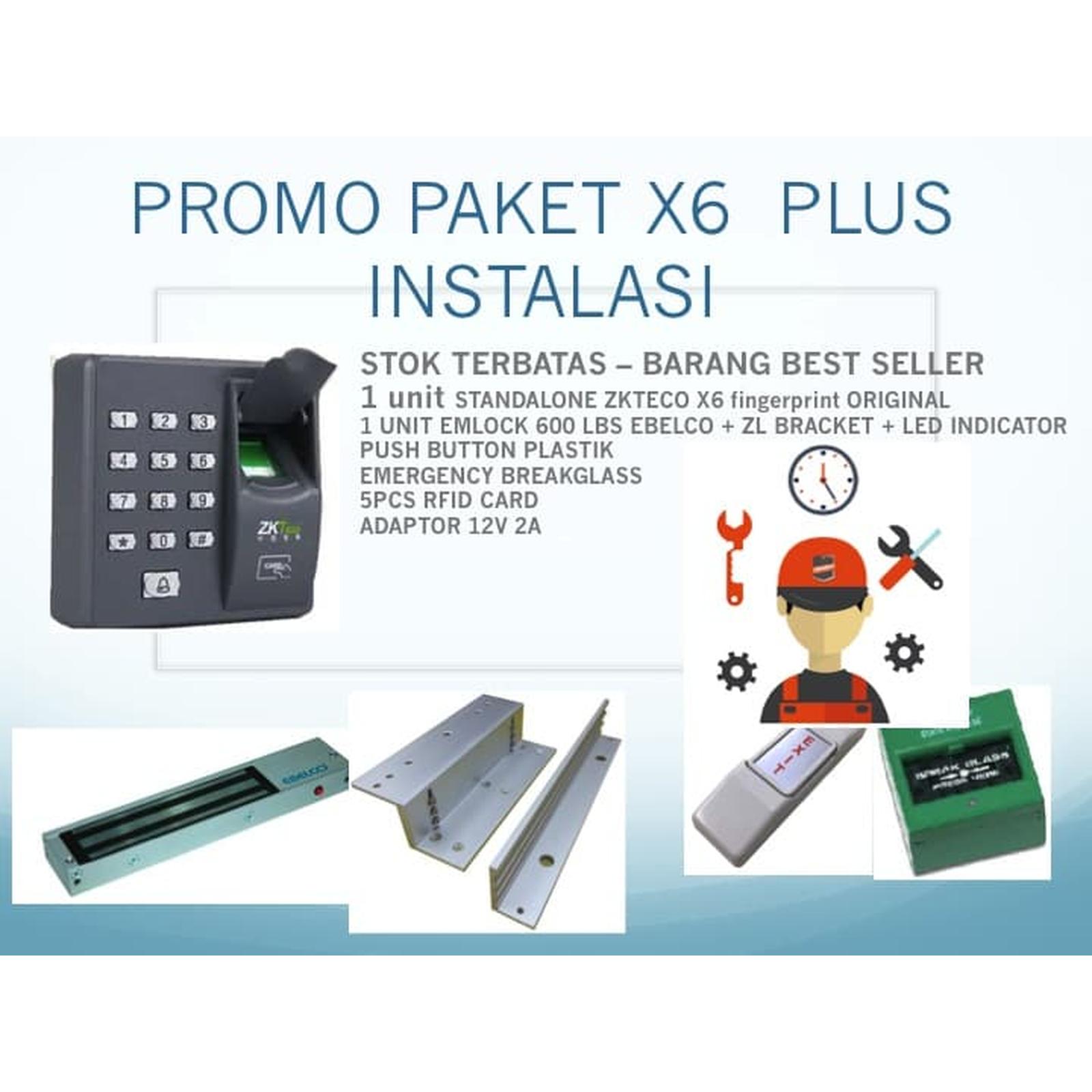 Paket X6 Standalone Finger & Pin & RFID Lengkap - Dengan Instalasi